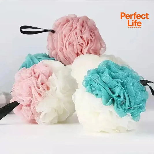1/3Pcs Large Bath Balls Color Blocking PE Soft Scrubbing Bubble Net Dual Shade Random Color Bath Flower for Relaxing Bath Time