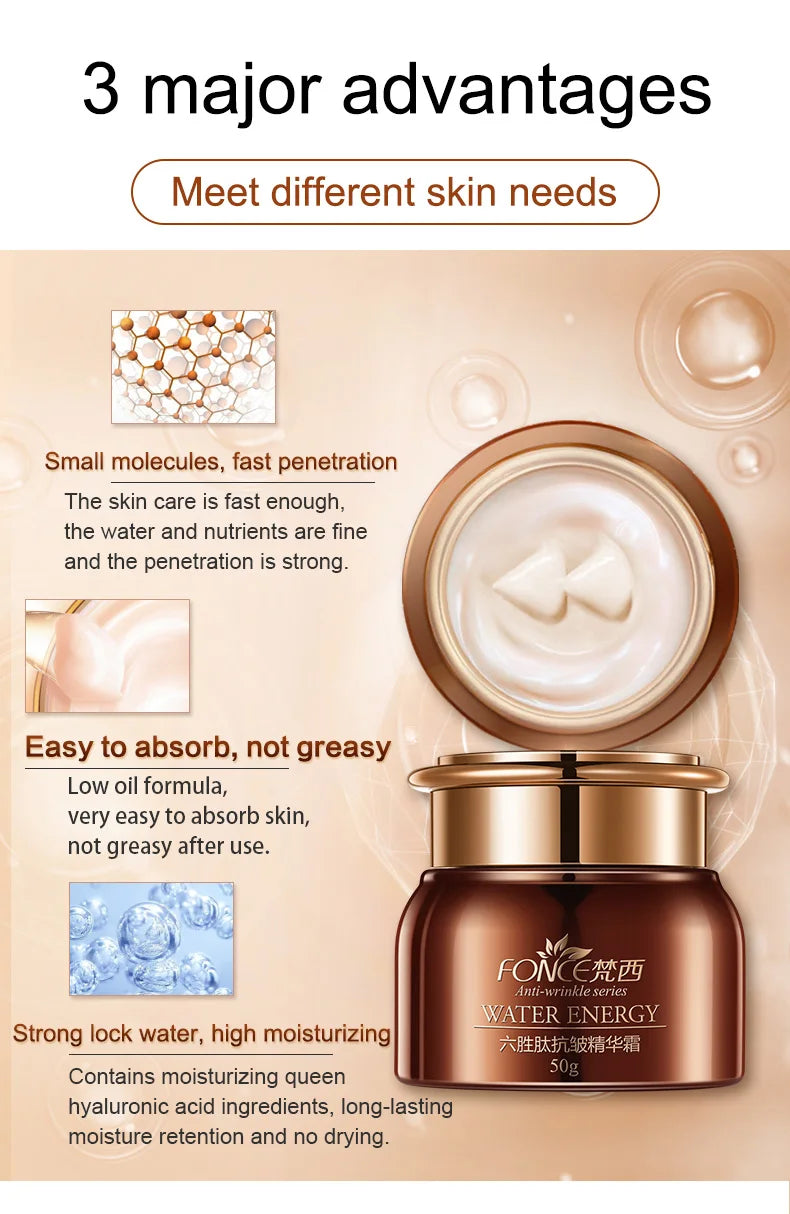 Fonce Korea Anti Aging Wrinkle Remover Face Cream Dry Skin Hydrating Facial Lifting Firming Day Night Cream Peptide Serum 50g