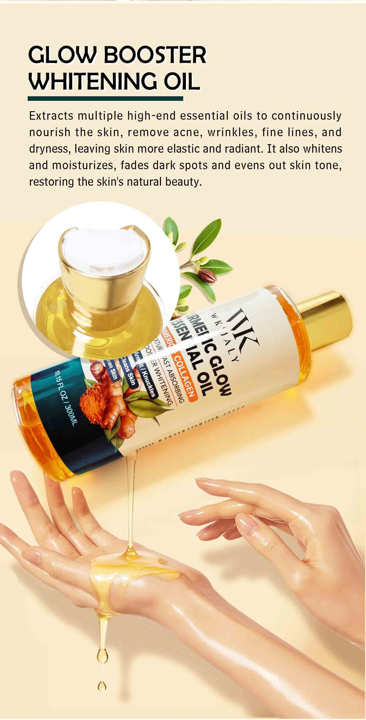 WK JALY Whitening Essential Body Oil Series, Clean Skin, Moisturizing, Nourishing, Remove Acne, Black Spots, for All Skin Types