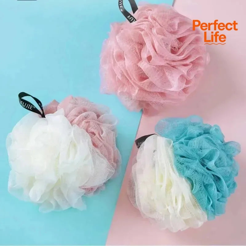 1/3Pcs Large Bath Balls Color Blocking PE Soft Scrubbing Bubble Net Dual Shade Random Color Bath Flower for Relaxing Bath Time
