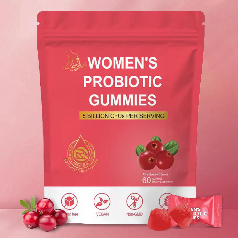 Women Probiotic Gummies, Feminine Balance Gummies, Cranberry Probiotics for Woman Vaginal Health, Yeast pH Balance | 60 Gummies