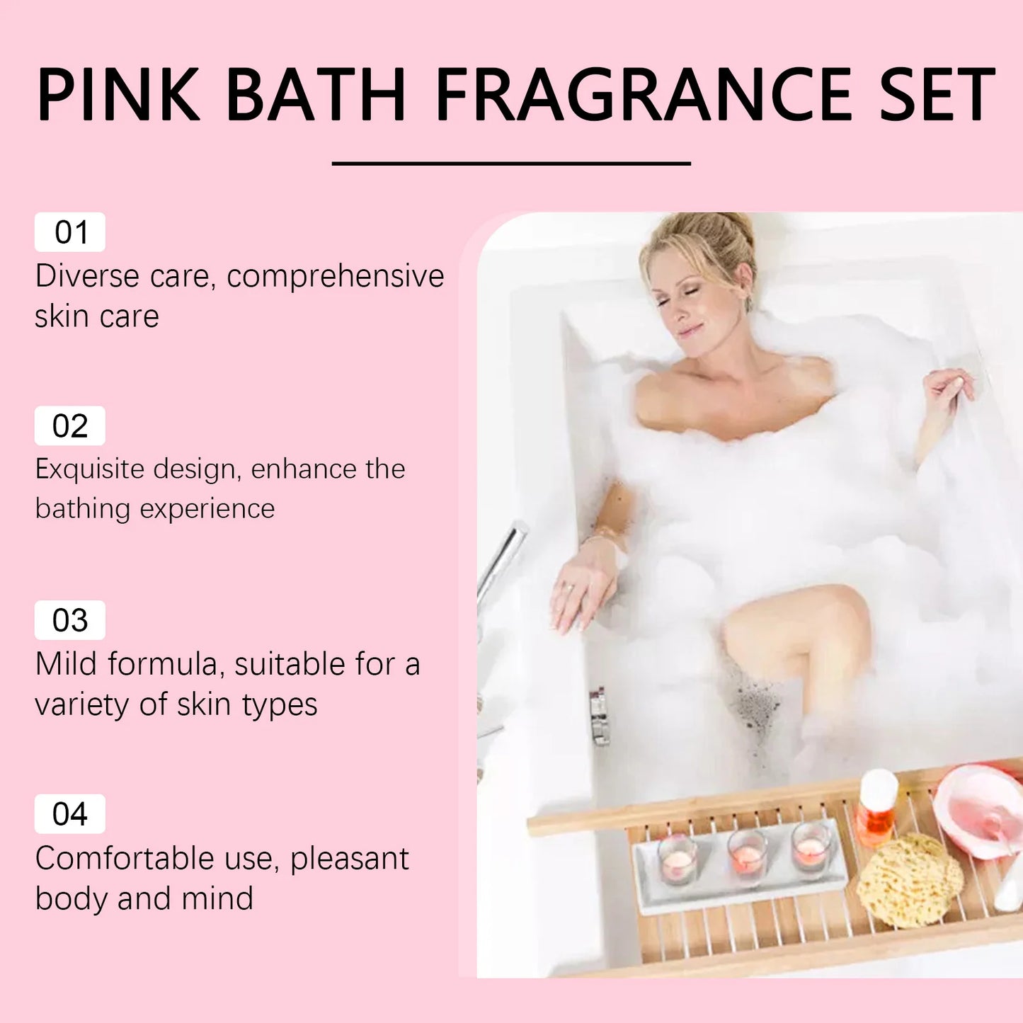 9 Piece Pink Bath Fragrance Set Contains Bath Bombs Hair Band Cup Scented Candle Etc Clean Body Relaxing Bath Kit for Woman Gift