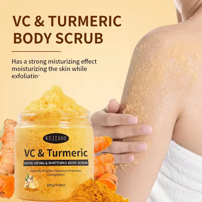 VC & Turmeric Exfoliating Body Scrub Whitening Brightening Remove Dead Skin Nourish Smooth Body Cleanser Skin Care