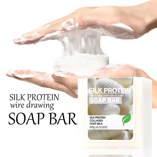 100G silk protein brushed handmade soap, suitable for washing face and bathing all over the body, moisturizes and nourishes the