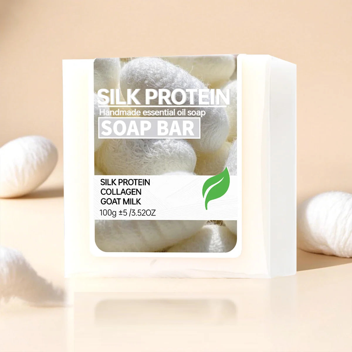 100G silk protein brushed handmade soap, suitable for washing face and bathing all over the body, moisturizes and nourishes the