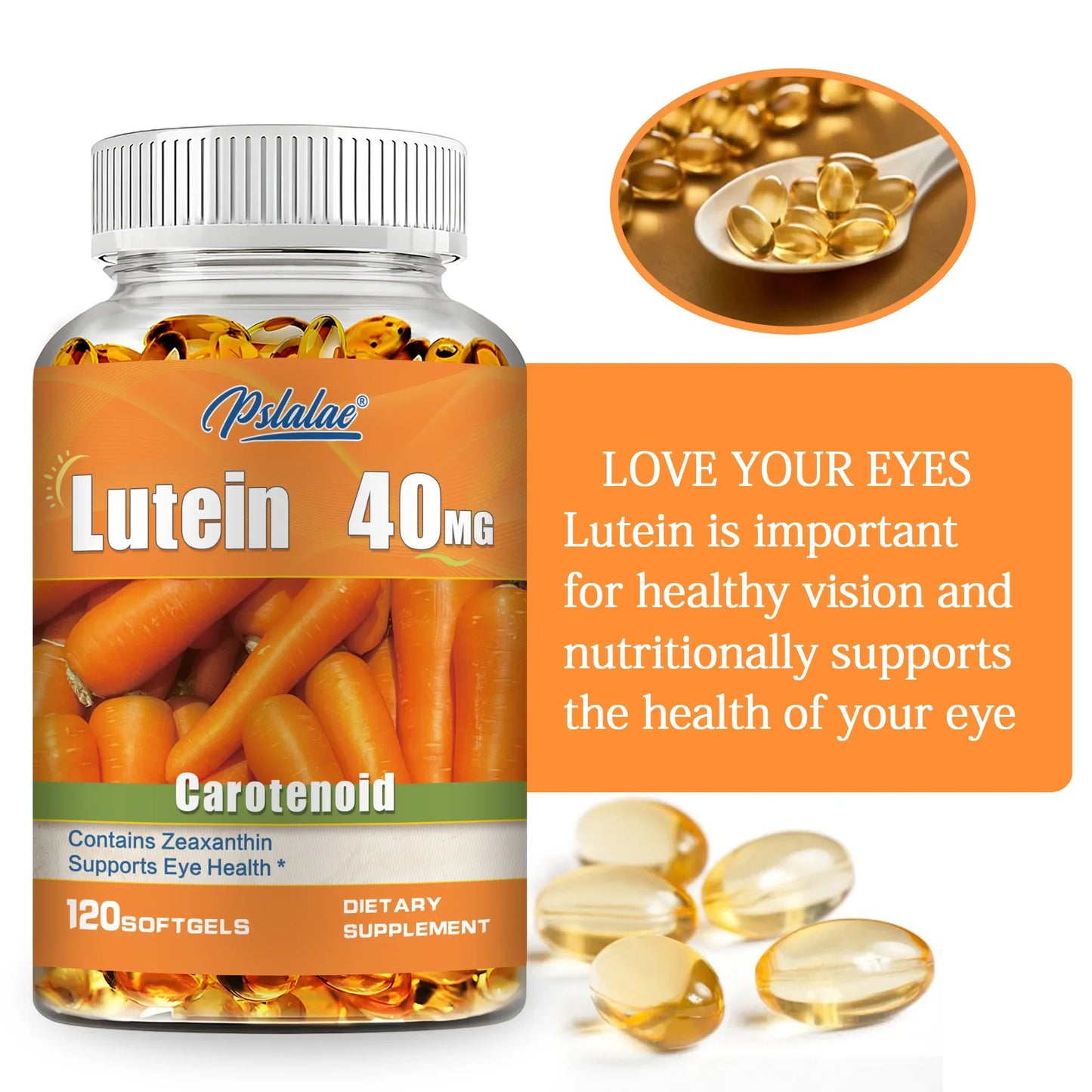 Lutein 40mg - with Zeaxanthin - Supports Healthy Vision, Blue Light Protection, Relieves Eye Fatigue and Dryness - 120 Capsules