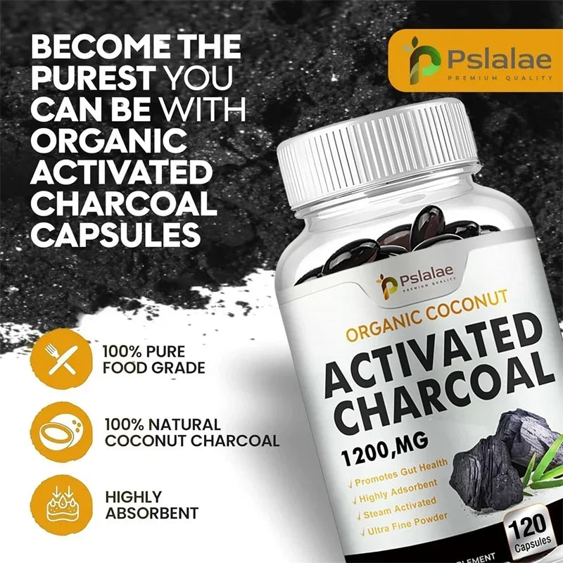 Activated Charcoal Capsules - Gut Health, Digestive Health, Bloating & Gas Relief, Detox, Colon Cleansing