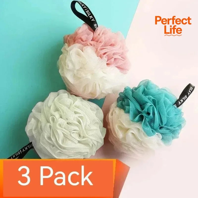 1/3Pcs Large Bath Balls Color Blocking PE Soft Scrubbing Bubble Net Dual Shade Random Color Bath Flower for Relaxing Bath Time