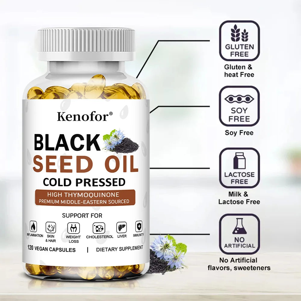 Black Seed Oil - Supports Immune, Joint, Digestive, Hair, Skin Health and Overall Health - Non-GMO, Gluten Free Supplement