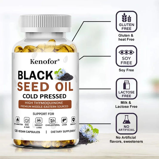 Black Seed Oil - Supports Immune, Joint, Digestive, Hair, Skin Health and Overall Health - Non-GMO, Gluten Free Supplement