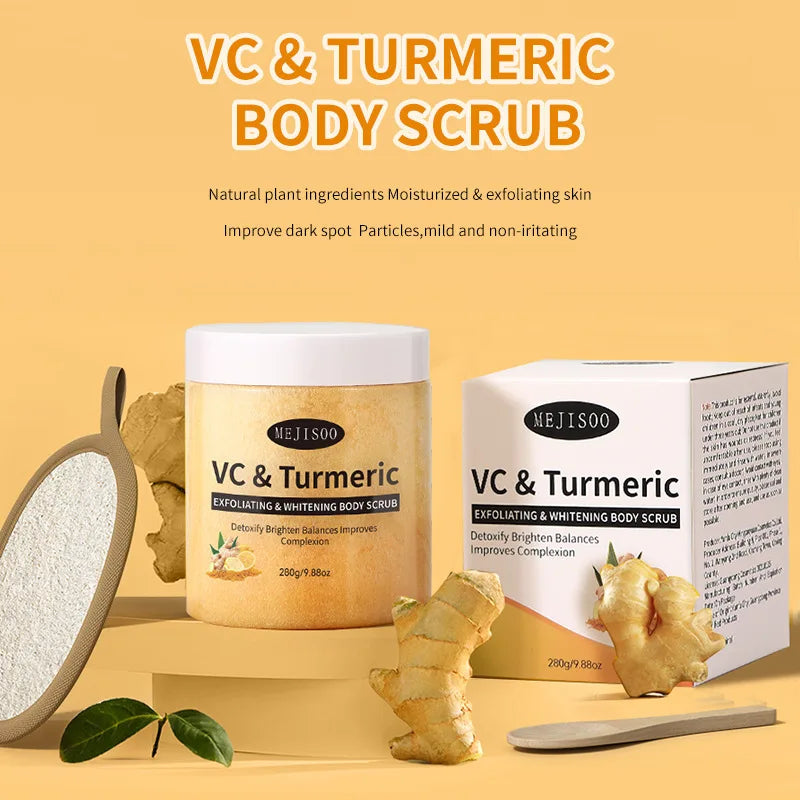 VC & Turmeric Exfoliating Body Scrub Whitening Brightening Remove Dead Skin Nourish Smooth Body Cleanser Skin Care