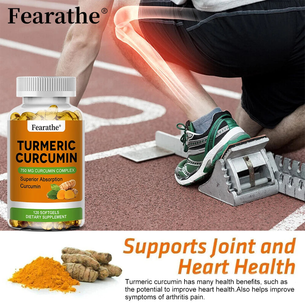 Organic High Quality Turmeric Curcumin Capsules - Joint, Brain Cognitive & Digestive Health, Antioxidant, Support Immune Health