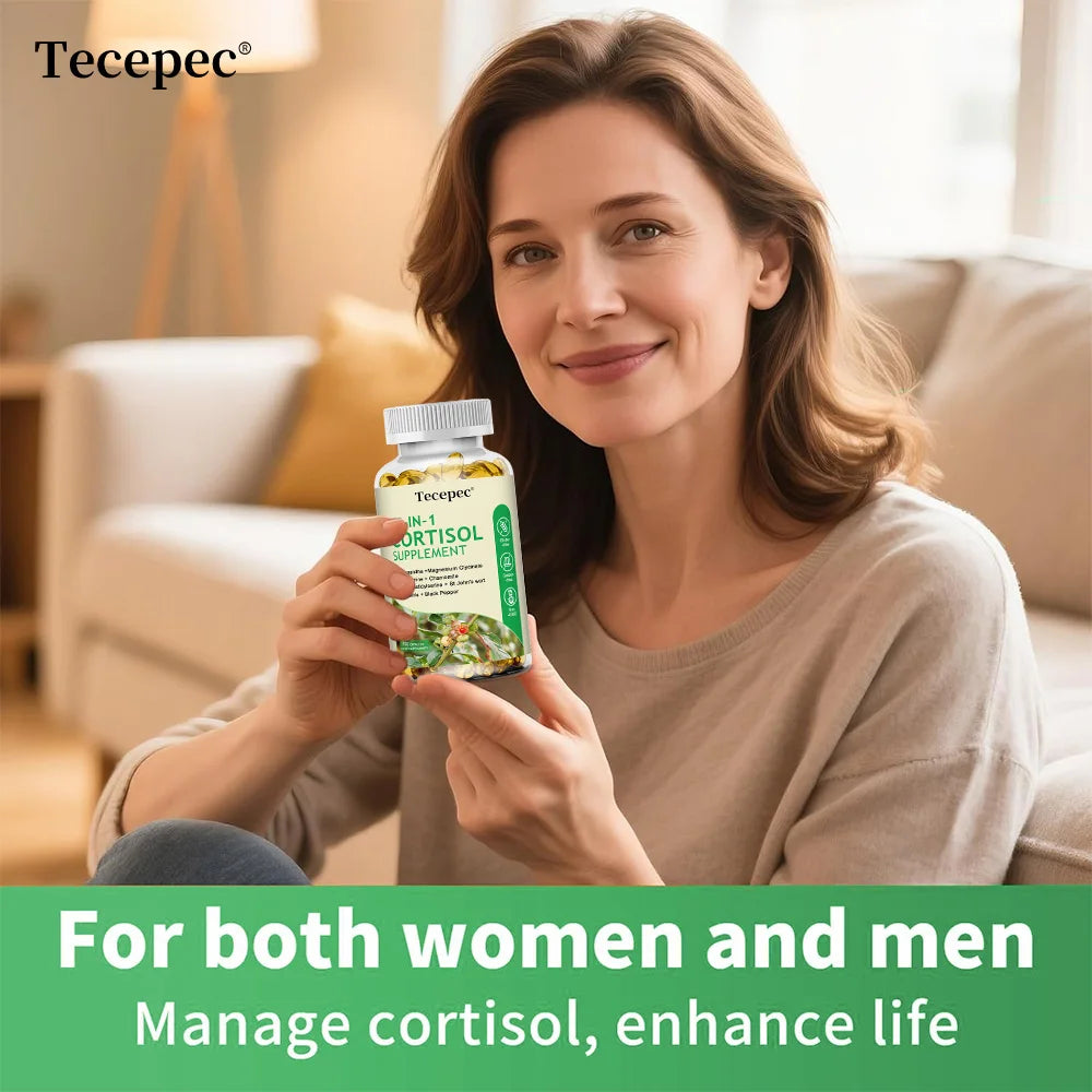 Cortisol Supplements, 10-in-1 Cortisol Detox with Ashwagandha, Magnesium, Black Pepper, Balanced Cortisol Levels, 120 Capsules