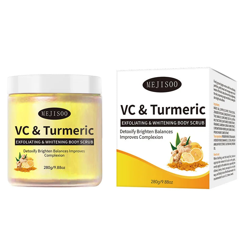 VC & Turmeric Exfoliating Body Scrub Whitening Brightening Remove Dead Skin Nourish Smooth Body Cleanser Skin Care