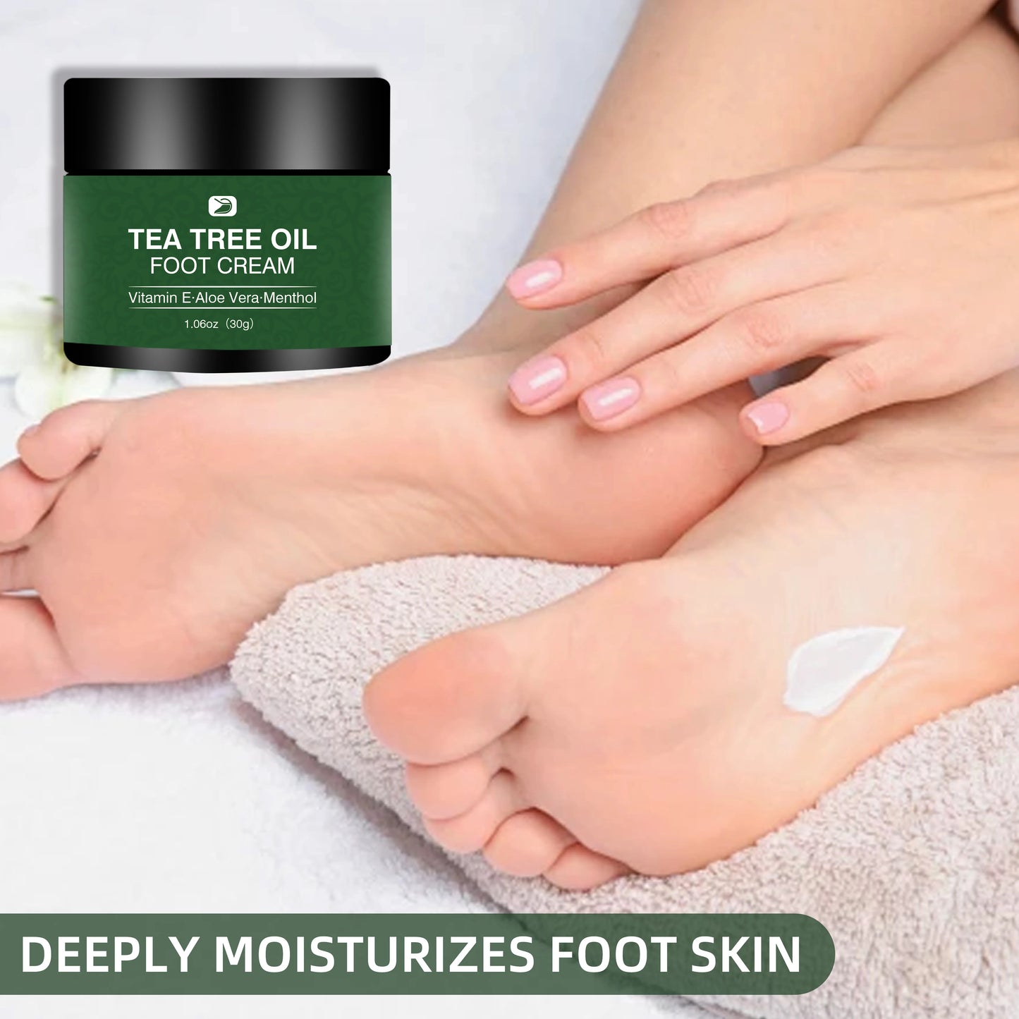 Tea Tree Foot Cream - Alcohol-Free & Hypoallergenic, Softens Rough Cracked Feet, Deep Moisture for All Skin Tones