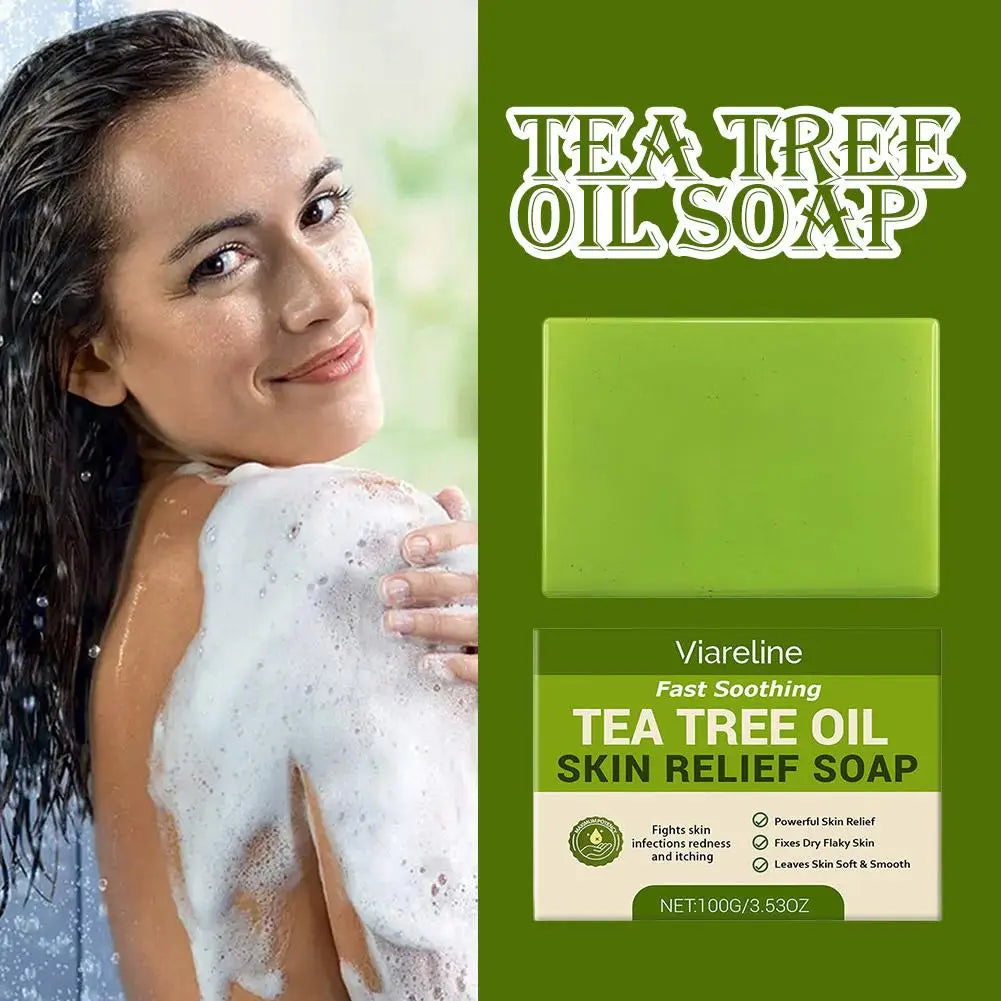 Tea Tree Soap, Soap Bar with Tea Tree Oil, Natural Soaps for Body Skin Cleaning,Gentle Exfoliating Bar Soap