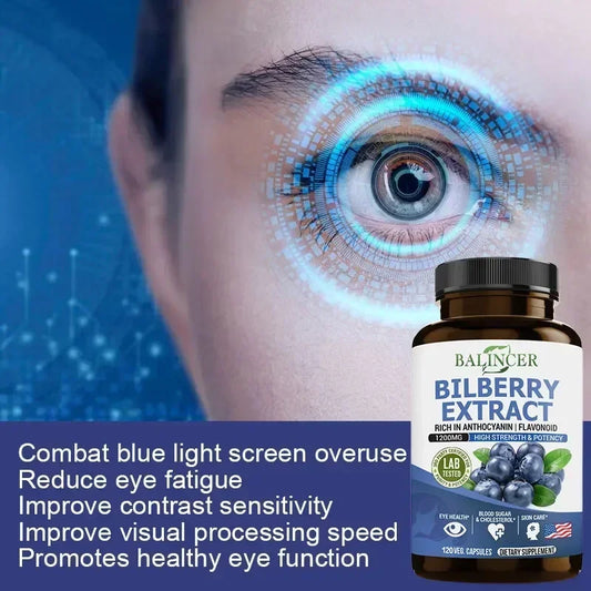 Bilberry Extract Supplement, Helps Maintain Eye and Vision Health, Anti-aging, Promotes Brain Health, Protects Vision Health