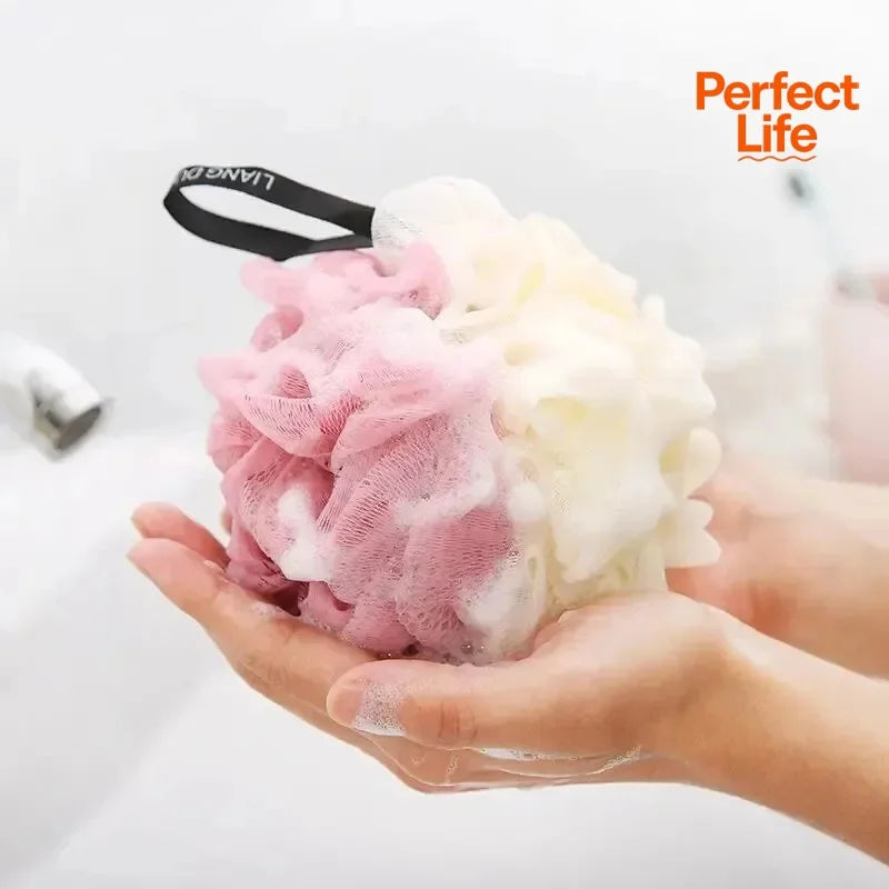 1/3Pcs Large Bath Balls Color Blocking PE Soft Scrubbing Bubble Net Dual Shade Random Color Bath Flower for Relaxing Bath Time