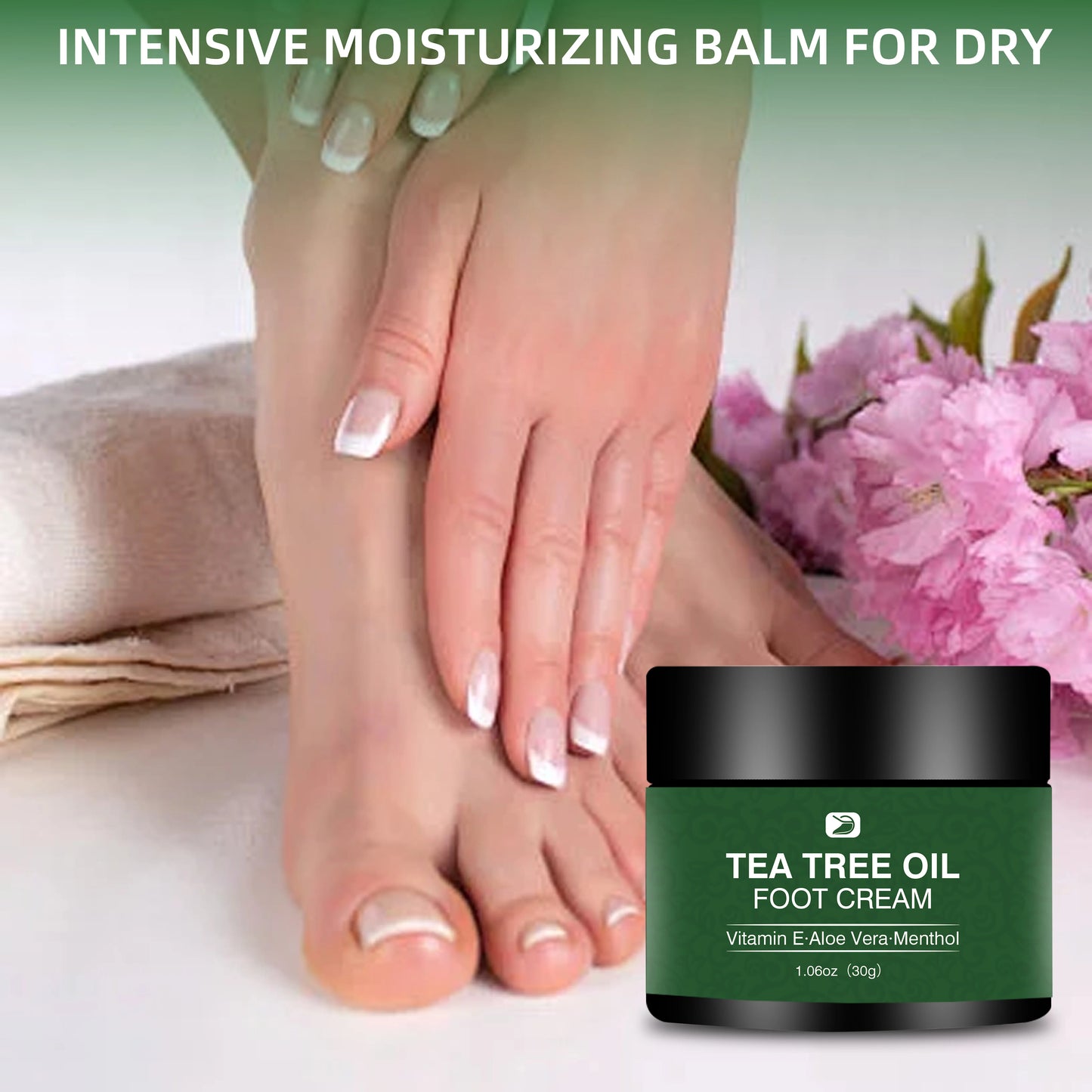 Tea Tree Foot Cream - Alcohol-Free & Hypoallergenic, Softens Rough Cracked Feet, Deep Moisture for All Skin Tones