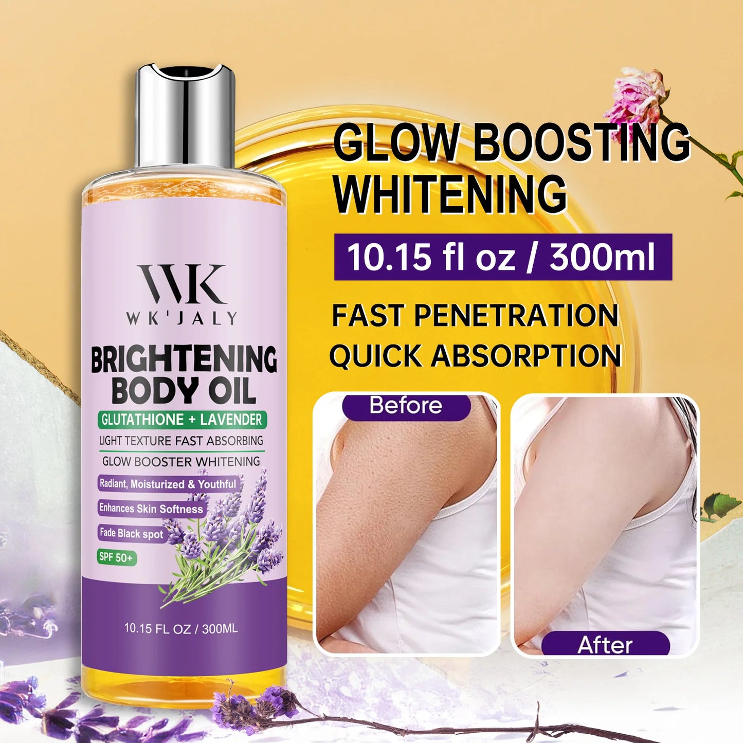 WK JALY Whitening Essential Body Oil Series, Clean Skin, Moisturizing, Nourishing, Remove Acne, Black Spots, for All Skin Types