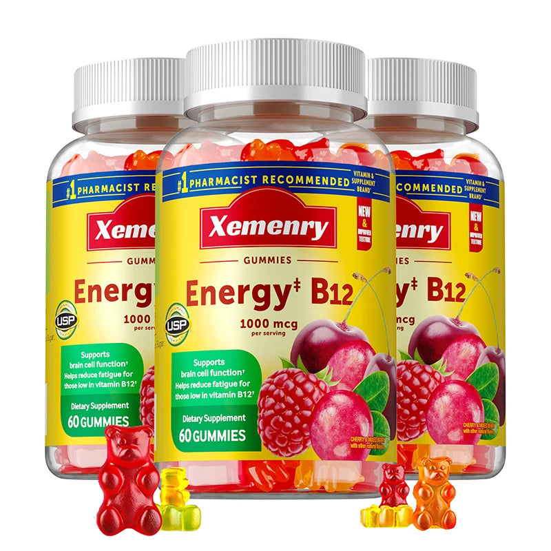Vitamin B12 Gummies - It Helps Maintain Energy, Boosts Metabolism, and Supports Bones and The Immune System