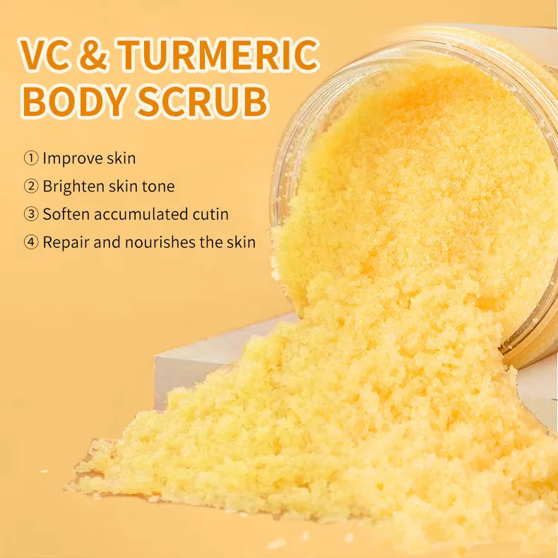 VC & Turmeric Exfoliating Body Scrub Whitening Brightening Remove Dead Skin Nourish Smooth Body Cleanser Skin Care