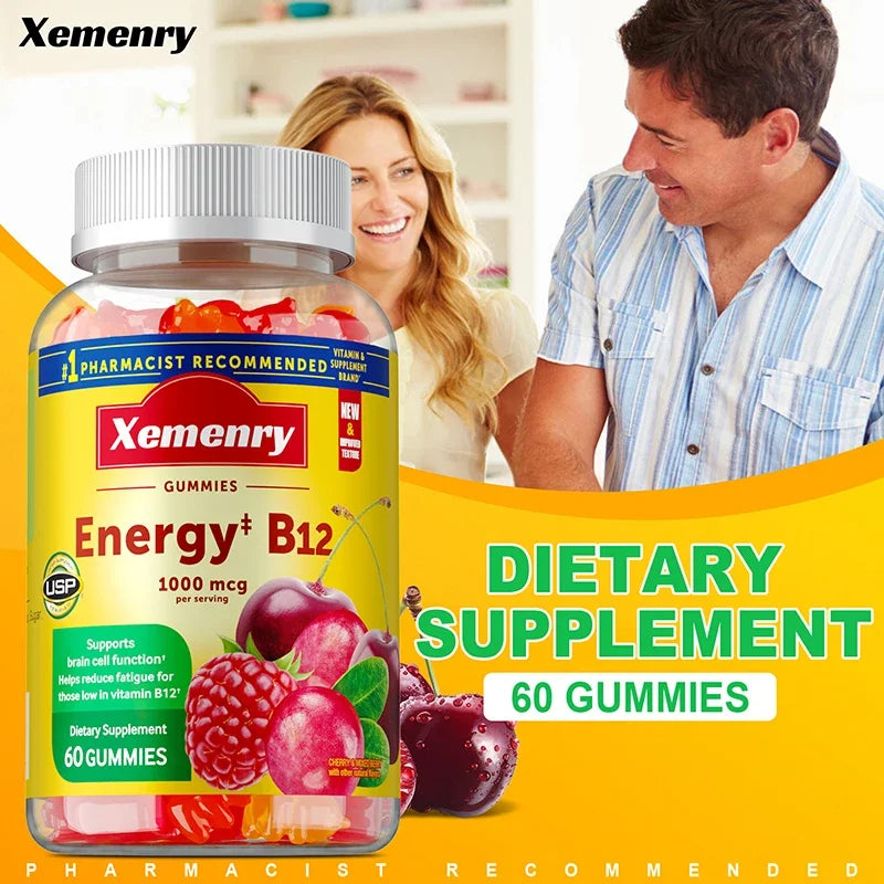 Vitamin B12 Gummies - It Helps Maintain Energy, Boosts Metabolism, and Supports Bones and The Immune System