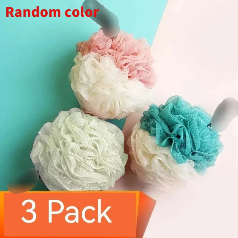 1/3Pcs Large Bath Balls Color Blocking PE Soft Scrubbing Bubble Net Dual Shade Random Color Bath Flower for Relaxing Bath Time