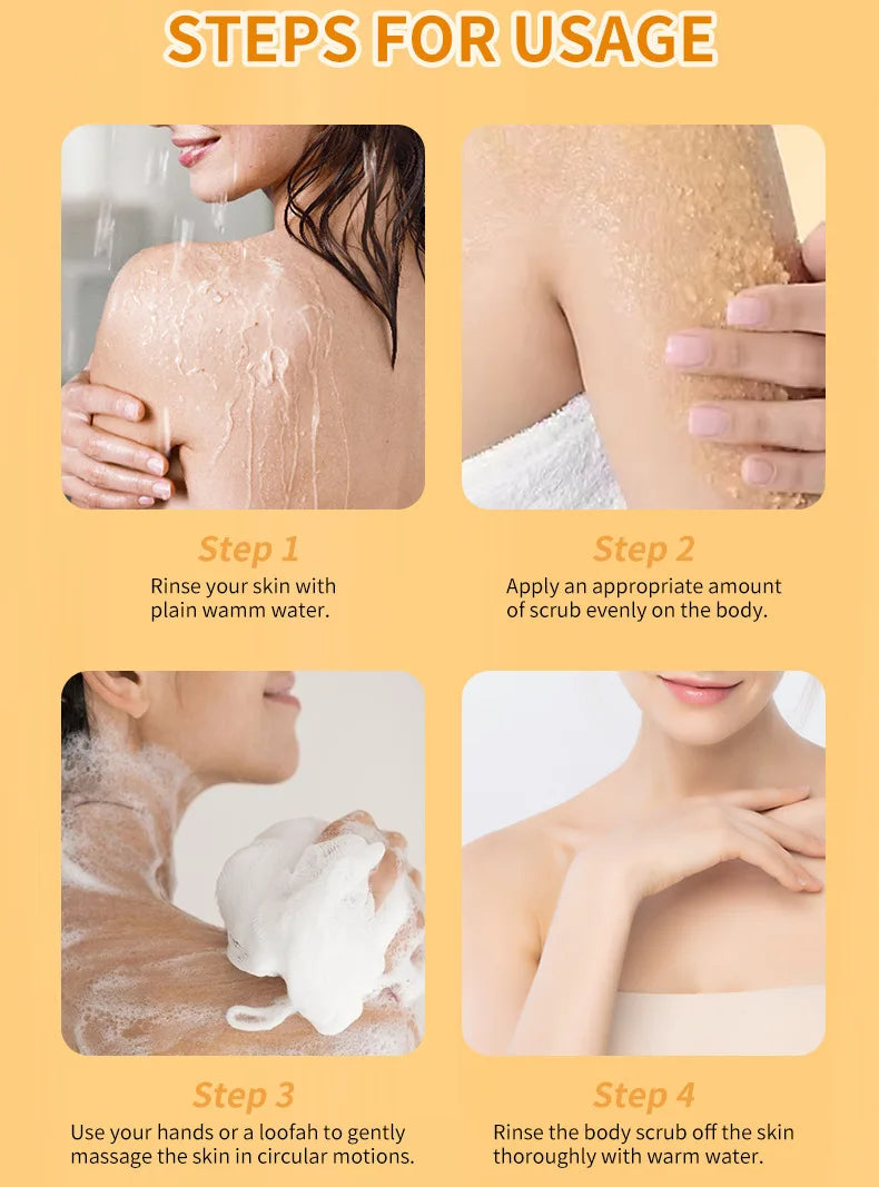 VC & Turmeric Exfoliating Body Scrub Whitening Brightening Remove Dead Skin Nourish Smooth Body Cleanser Skin Care