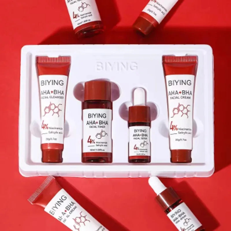 AHA+BHA Series Skin Facial Cleanser Cream Serum Toner Moisturiser Hydrating Toner Serum Cream Foam Facial Skin Care Set