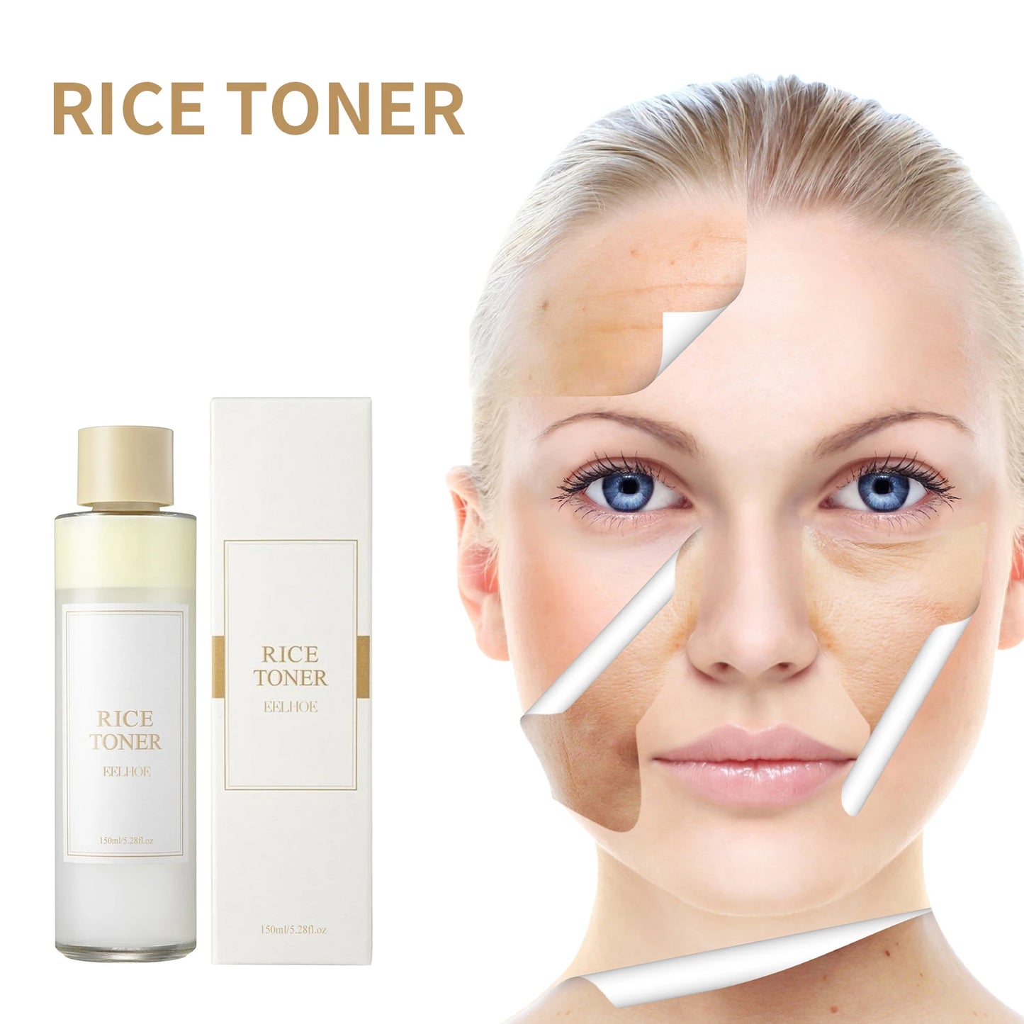 Rice Water Face Toner Essence Deep Moisturizing Repairing Skin Barrier Shrink Pore Brightening Anti Aging Nourishing Toner 150ml