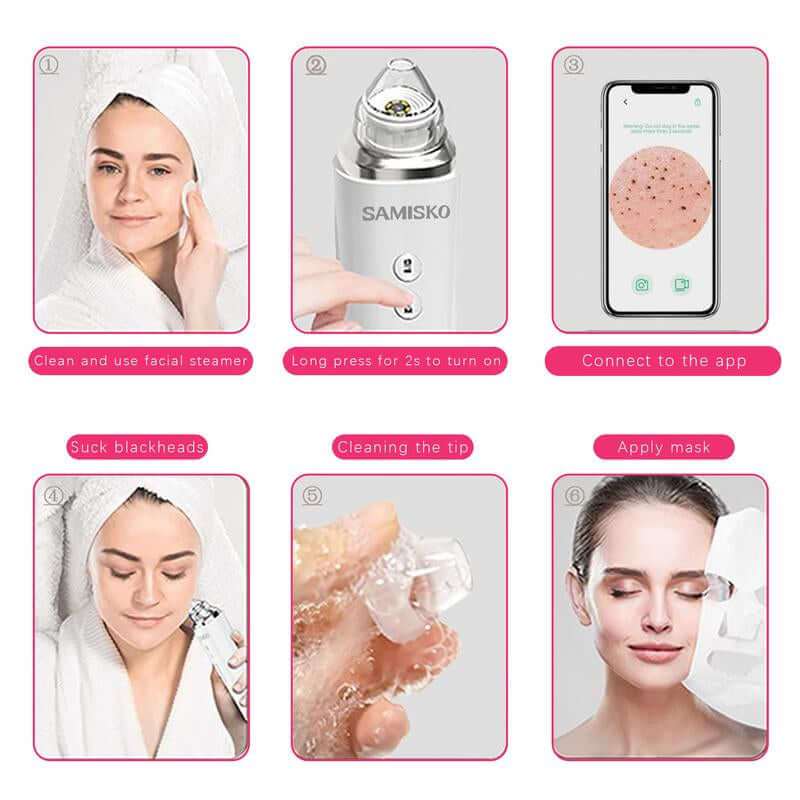 Advanced Pore Vacuum Black Head Remover with magnified camera and multiple suction heads for clear skin