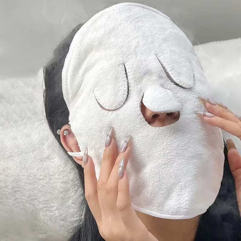 Double thickness warm and cold compress towel for skincare and facial treatments