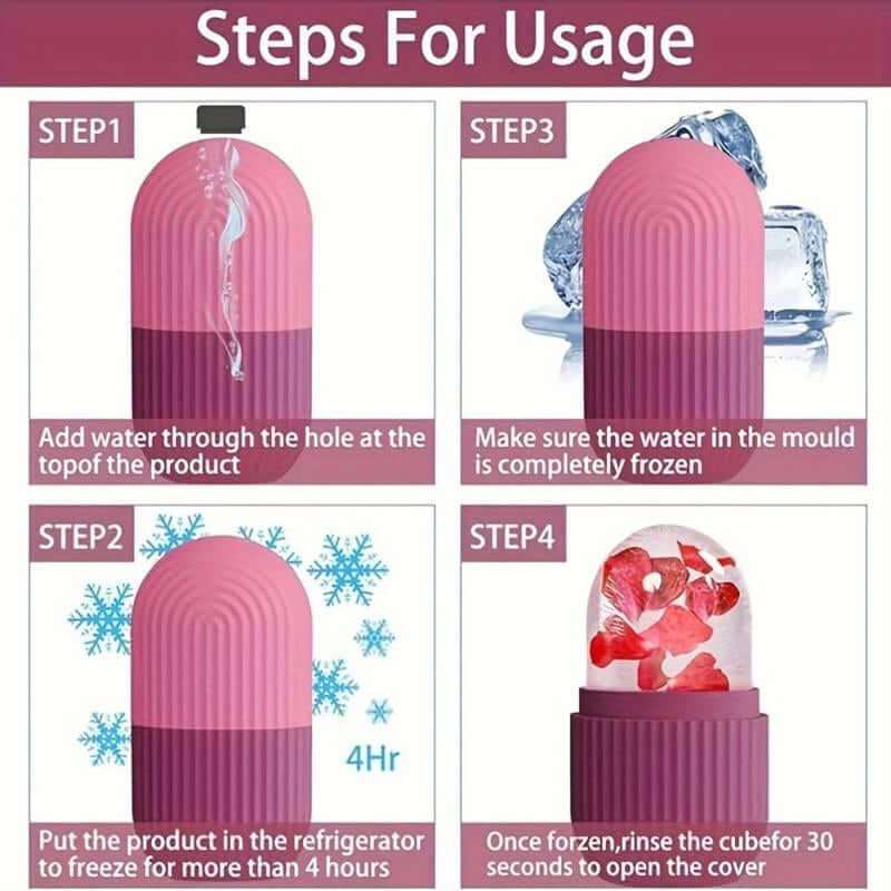 Facial Ice and Gua Sha Set with silicone mold, ice roller, and stainless steel tool for youthful, radiant skin and anti-aging benefits