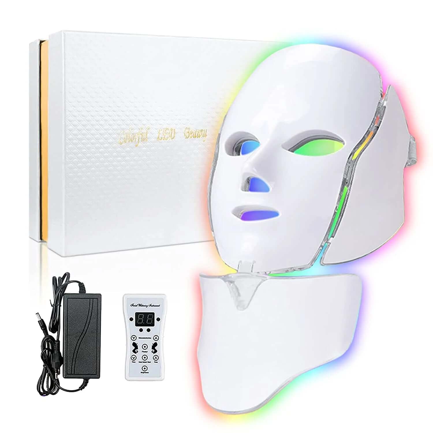 GlowPro LED Therapy Mask with remote-controlled multicolor light therapy for radiant skin