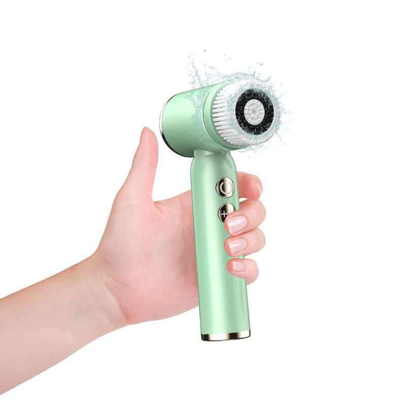 Electric cleansing brush set with six interchangeable heads for deep facial cleansing and exfoliation