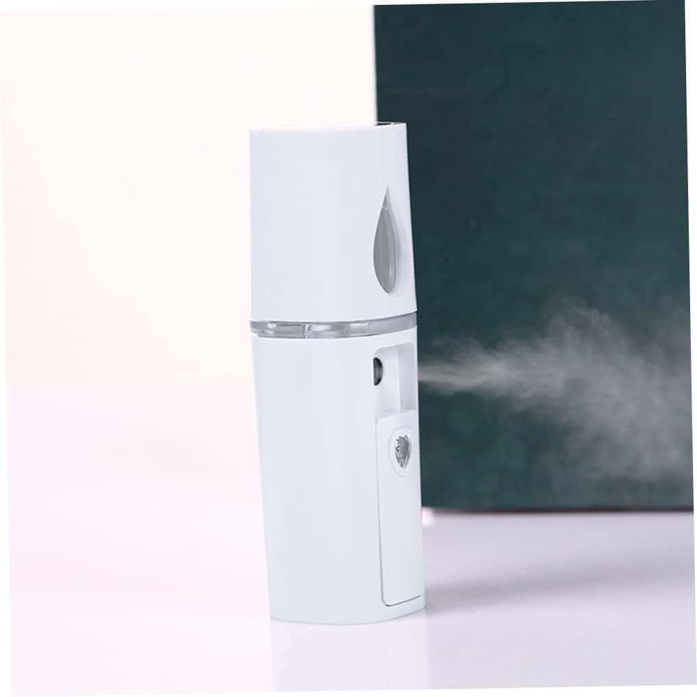 Compact white Nano Facial Mister delivering ultra-fine hydrating mist for all skin types, portable and USB rechargeable.