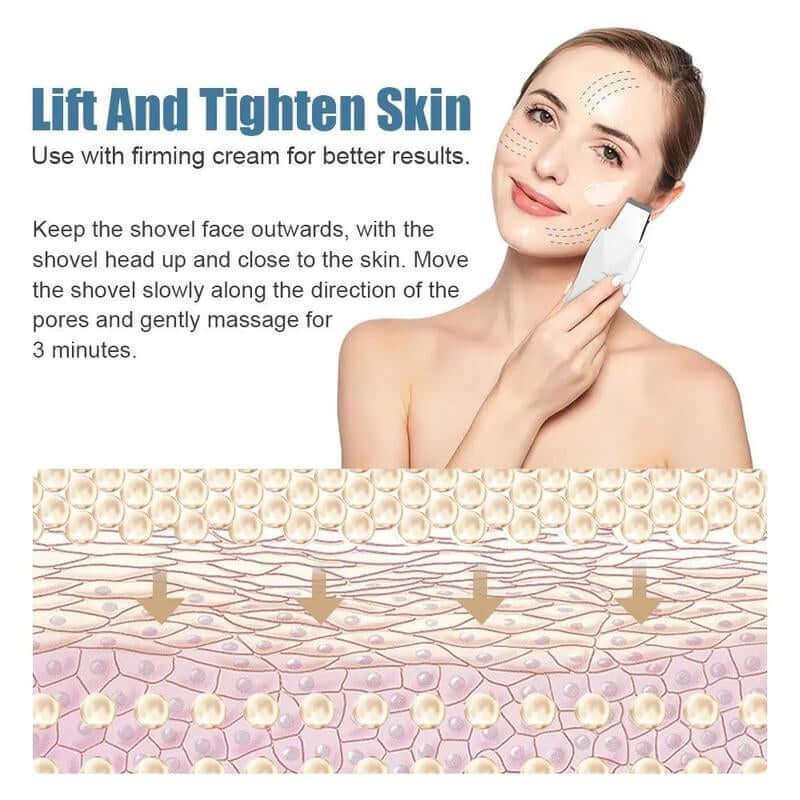 Electric facial cleansing spatula with ultrasonic technology and vibration massage for deep skin cleansing and improved absorption