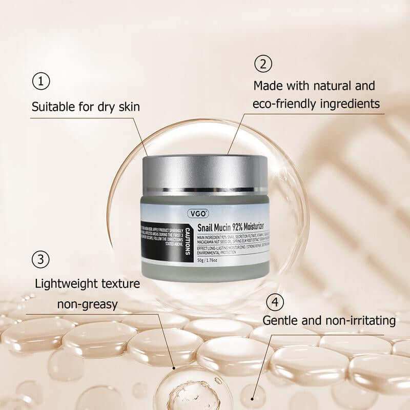 VGO Snail Repair Gel Cream 92% moisturizing facial gel for dry and sensitive skin with snail mucin and natural ingredients
