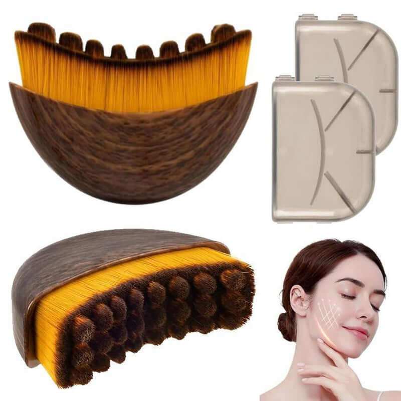 Lymphatic Contour Brush with ergonomic design and soft bristles for facial lymphatic drainage and sculpting jawline