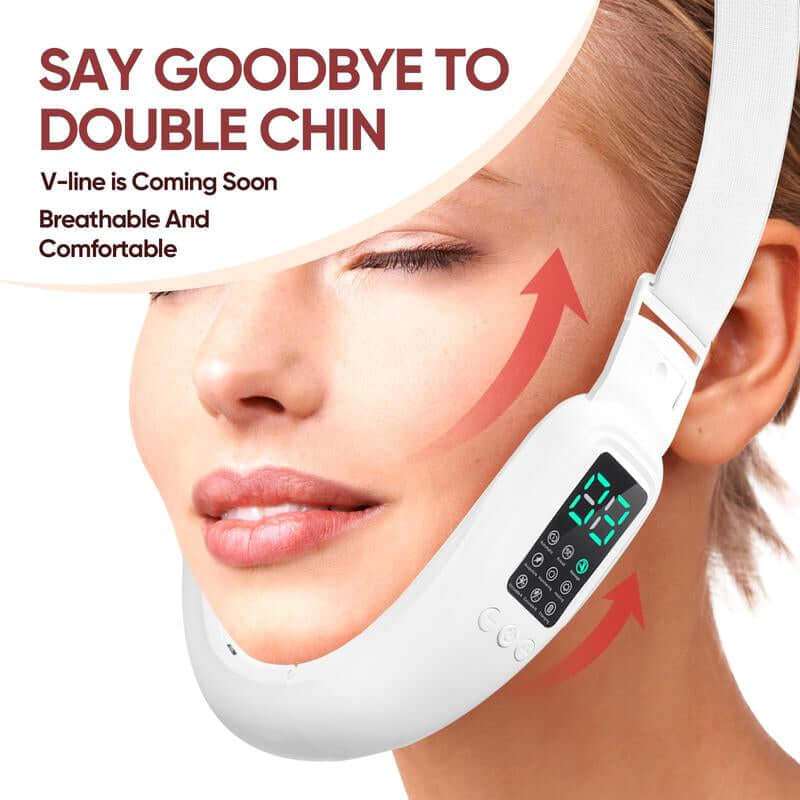 V-Face Sculpting Device wearable double chin massager with adjustable strap and ergonomic design