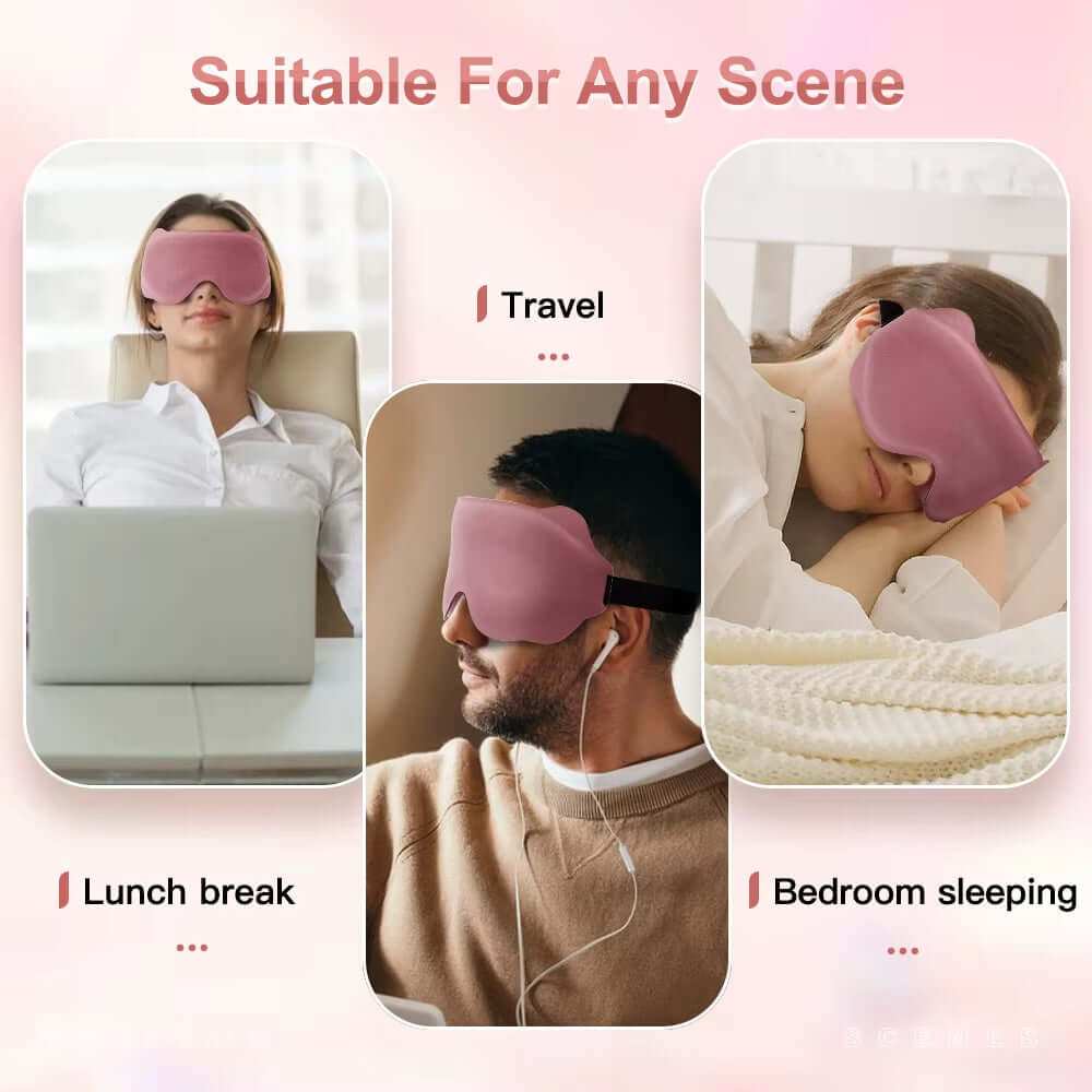 3D contour sleep mask in black with ergonomic eye cushion design