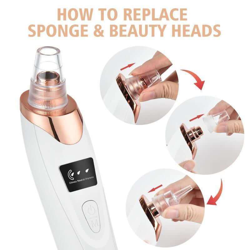 Pro Pore Vacuum Cleaner handheld blackhead remover with digital display and multiple suction heads for deep pore cleansing