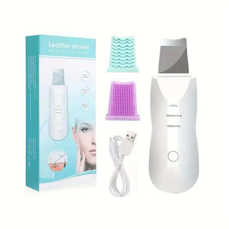 Electric facial cleansing spatula with ultrasonic technology and vibration massage for deep skin cleansing and improved absorption.