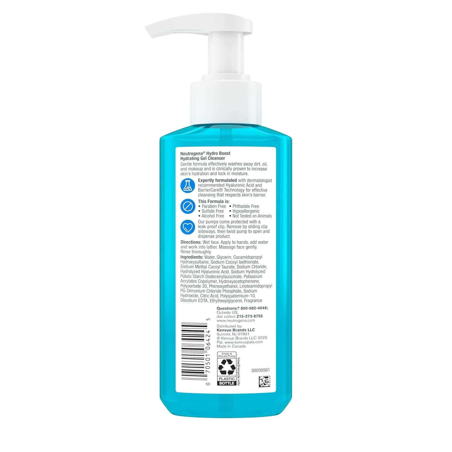Neutrogena Hydro Boost Cleanser hydrating gel face wash with hyaluronic acid for gentle, refreshing, and makeup-removing cleansing
