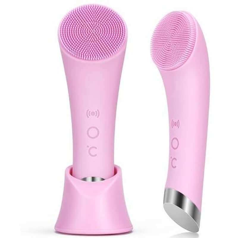 PRITECH Sonic Cleansing Brush with deep vibration cleaning, metal heat end, and silicone bristles for skincare and facial massage